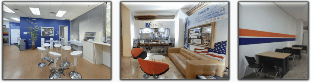 Aventis study and lobby areas with seating for student learning and informal meetings.